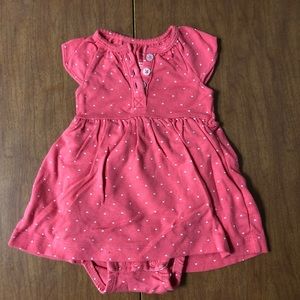 EUC Carter’s Sz 3M Pink w/ White Polka Dot Dress